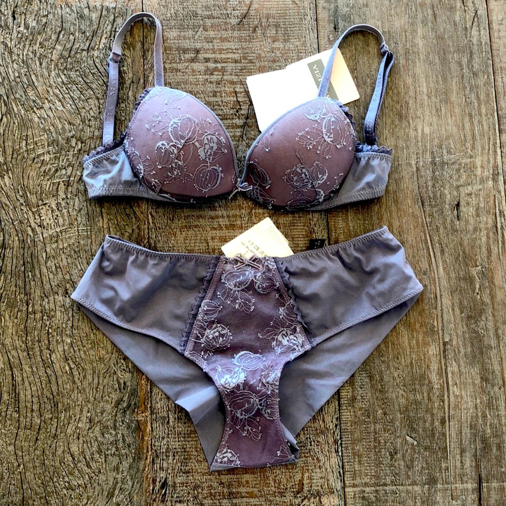 La perla malizia mauve bra panties set underwear size 1 32B P S $200